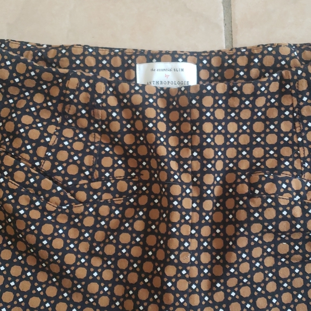 Anthropologie Essential Slim Pants Indie Sleaze Geometric Print Size 4 - Picture 7 of 10